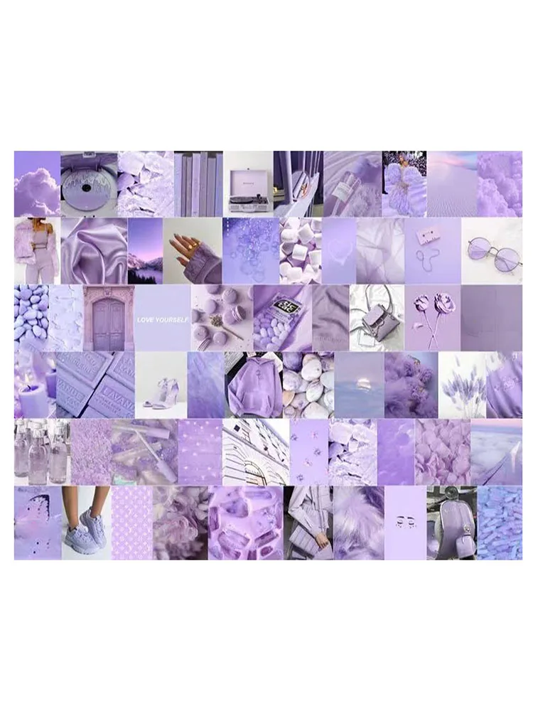 

50 Wall Sticker Purple Photo Poster Postcards Collection Kit