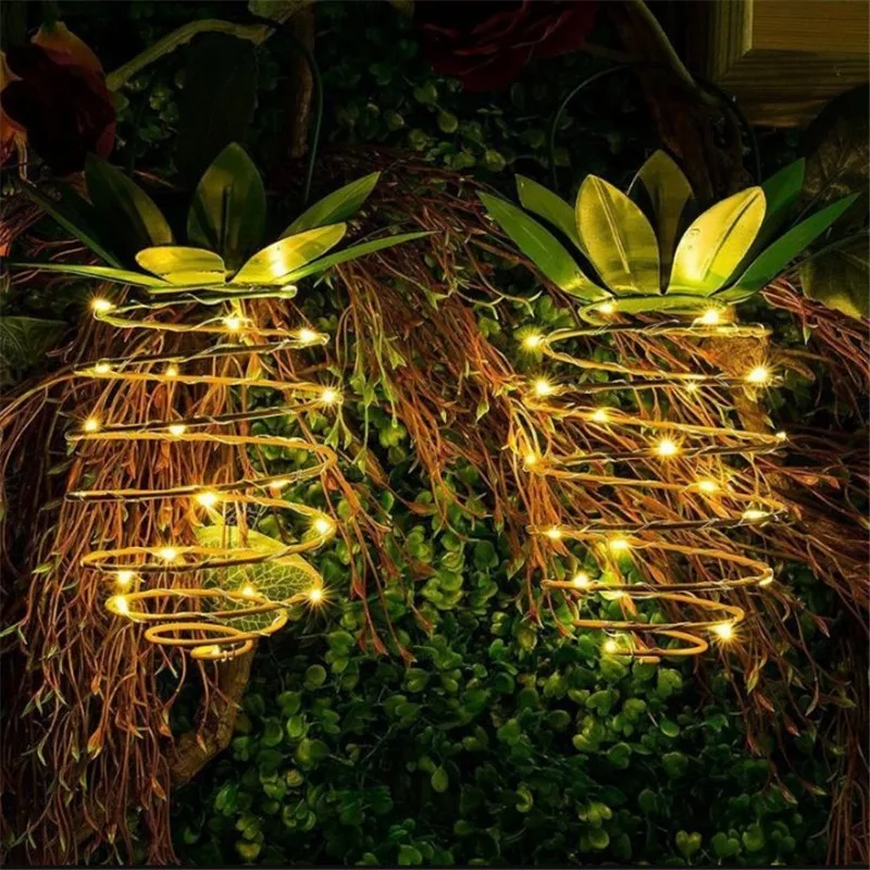 

Уличная Водонепроницаемая садовая гирлянда с ананасами на солнечной батарее, подвесные светильники, Светодиодная лента с 20 светодиодами для украшения дорожек