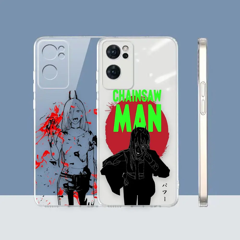 

Clear Phone Case RENO7 Cover For OPPO RENO 7 6 4 4F F21 7 6 6Z 5 5F 2Z FIND X5 X X3 PRO LITE 5G 4G Case Power Font Chainsaw Man