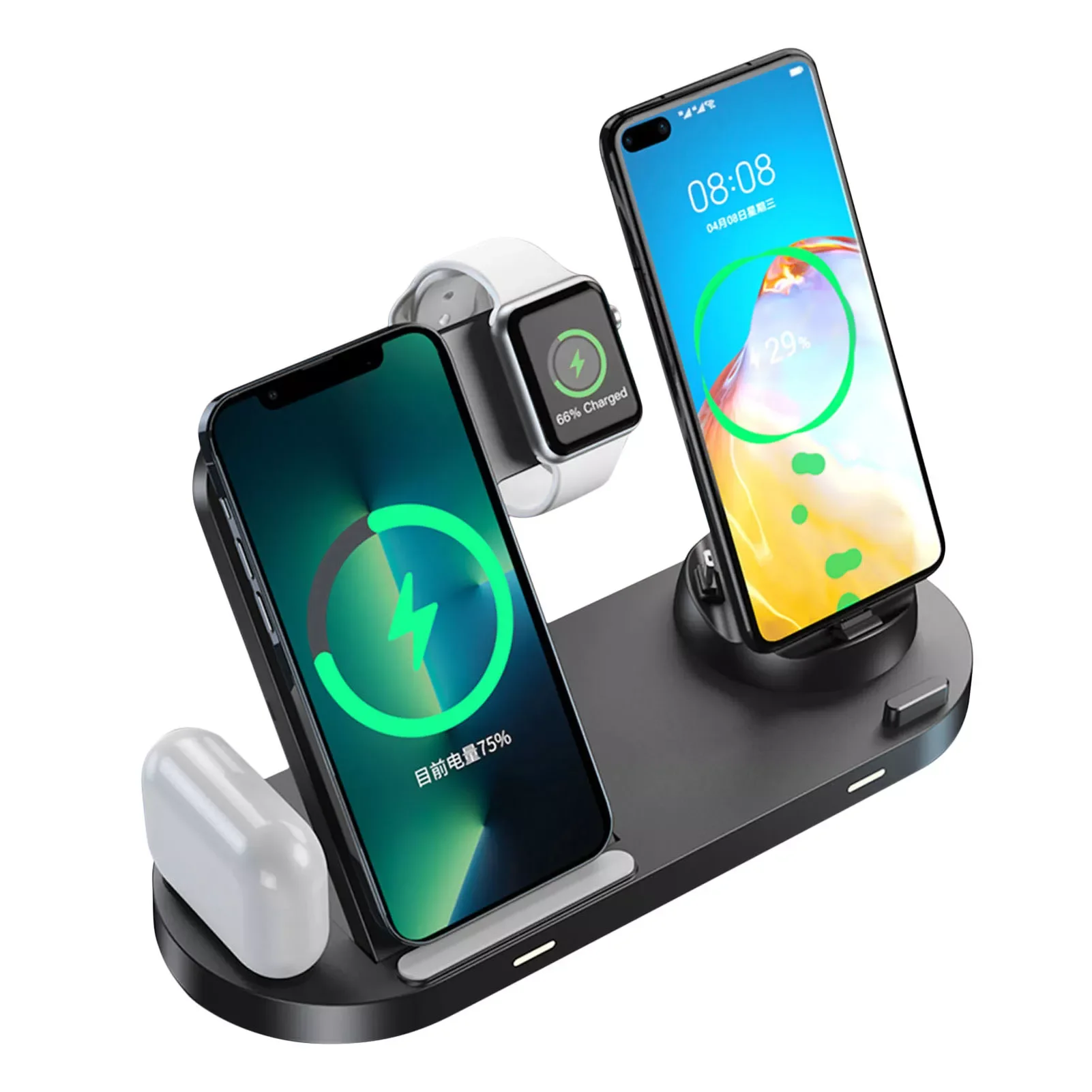 

6 In 1 Wireless Charger Wireless Charging Station With Built-in AC Adapter Sturdy Wireless Charger Pad For Most Smart Watches