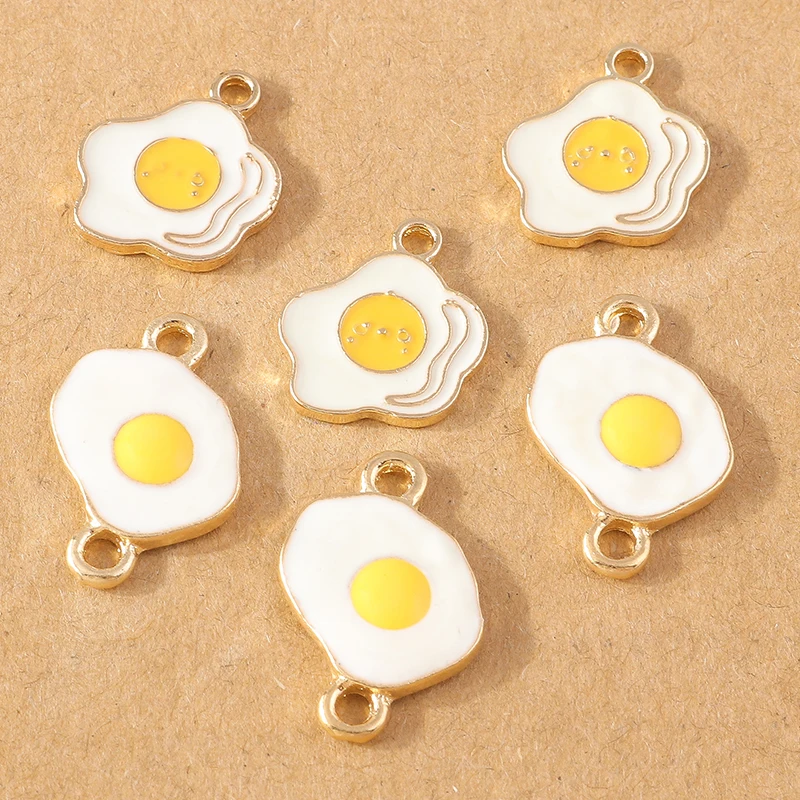 

10pcs Cute Fried Eggs Enamel Charms Pendants Making DIY Drop Earrings Necklaces Handmade Bracelets Jewelry Accessory Gift