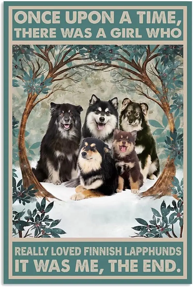 Vntge Fnnsh Lpphunds Tn Sgn Home Decorton Resturnt Grge Club Wll Pntng 12x16 nches