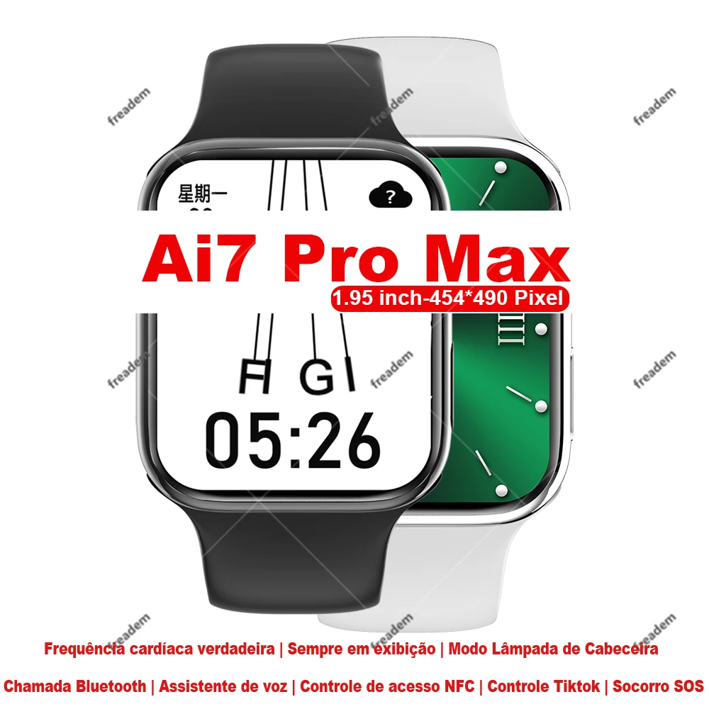 

Смарт-часы мужские женские, Ai7 Pro Max, 1,95 дюйма, Nfc, BT, для звонков, пульсометра, сообщений