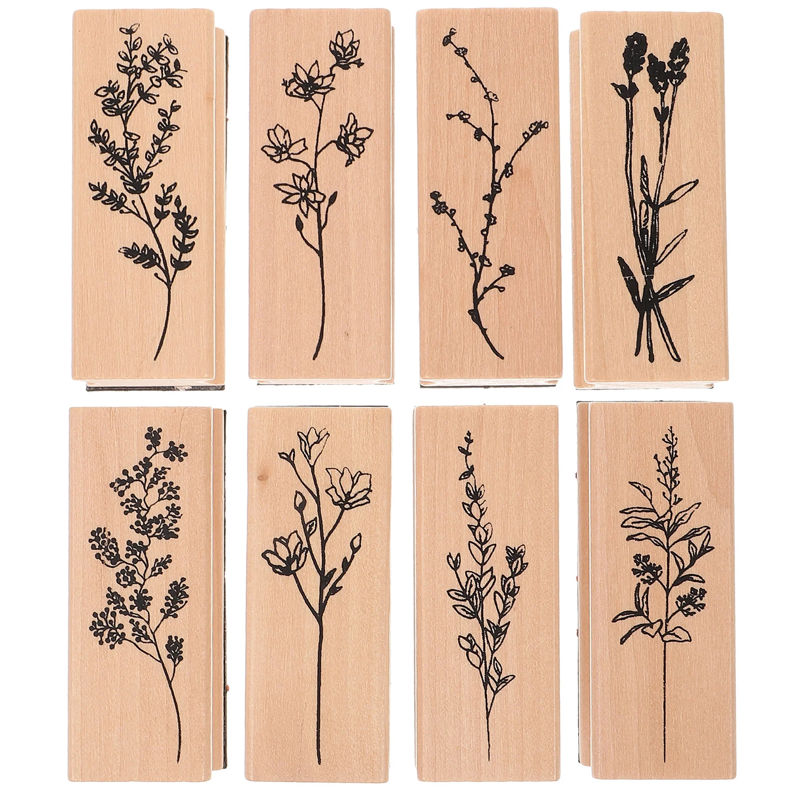 

8pcs Wooden DIY Stamps Decorative Stamps Journal Crafting Stamps Multi-function Wooden Stampers