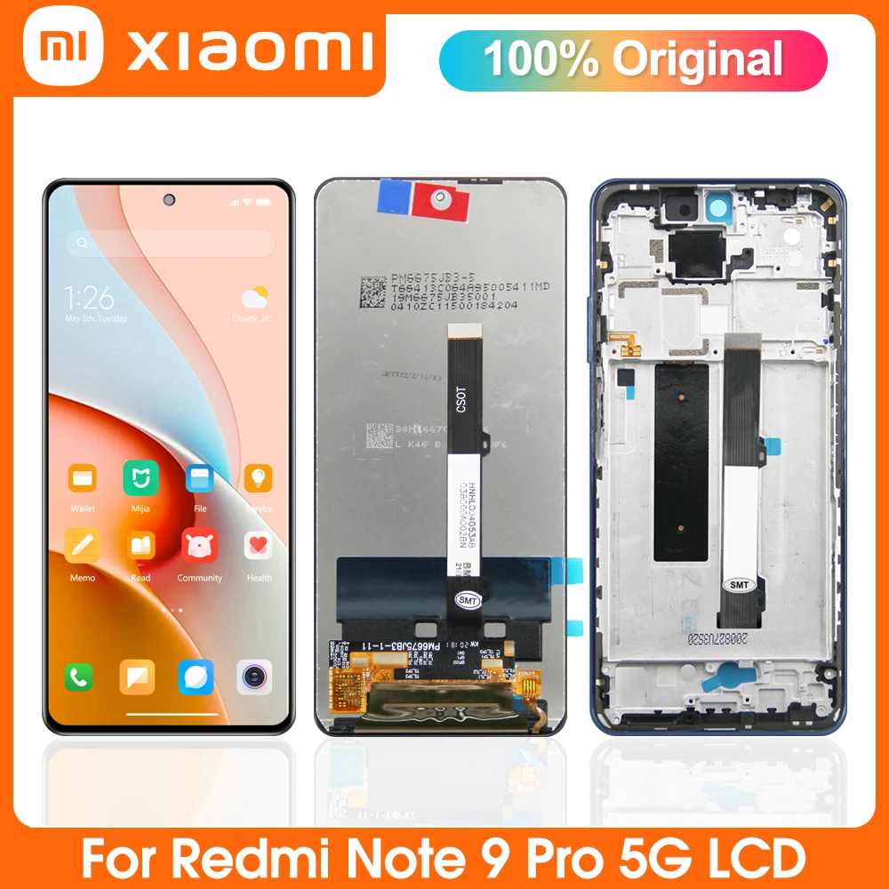

6,67 "оригинальный для Xiaomi Redmi Note 9 Pro 5G ЖК-дисплей для Note 9 Pro 5G M2007J17C сенсорный экран дигитайзер в сборе Замена