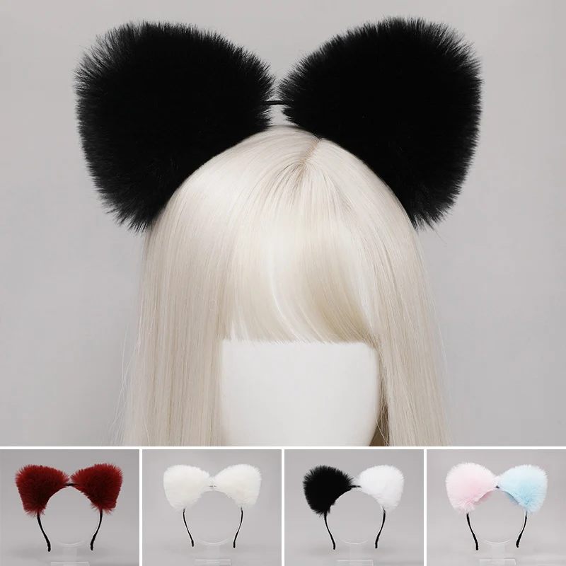 Ободок для волос с кошачьими ушками из искусственного меха |