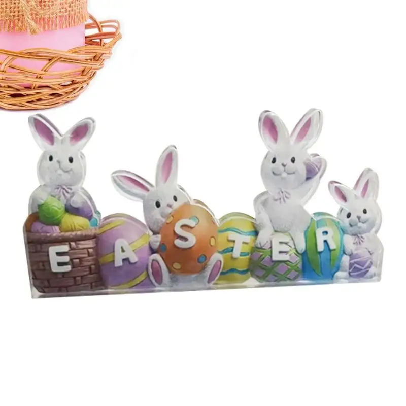 

Пасхальные кролики, демонстрационные акриловые украшения в виде кролика для дома, 2D Пасхальная статуя кролика, настольные украшения в виде яйца кролика для девочек и малышей