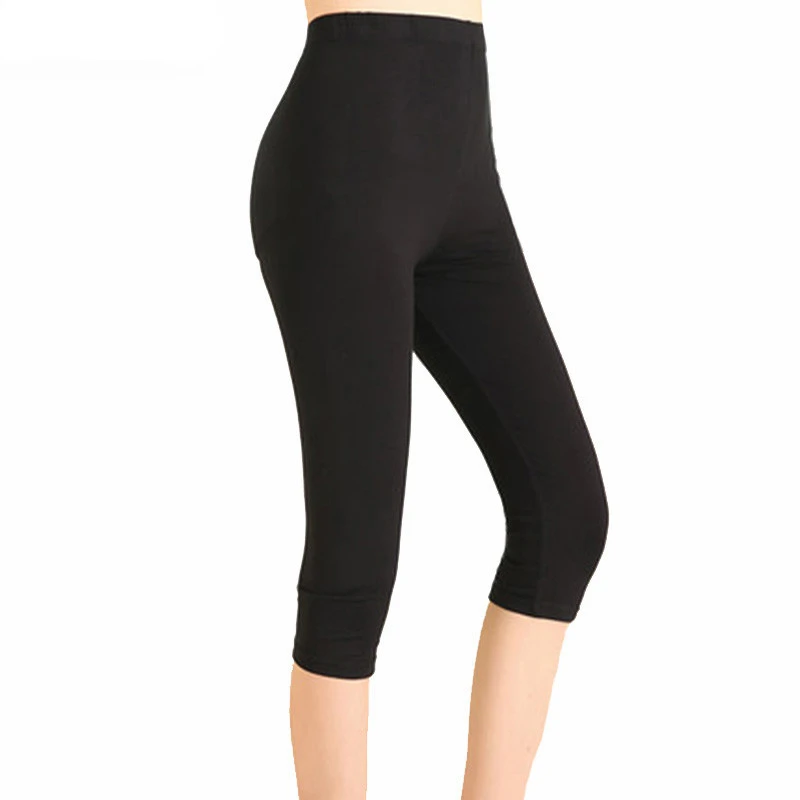 

NEW 2023 Elastic Capri Fitness Leggins Workout Women Leggings Summer Balck Jegging High Waist Mujer Solid