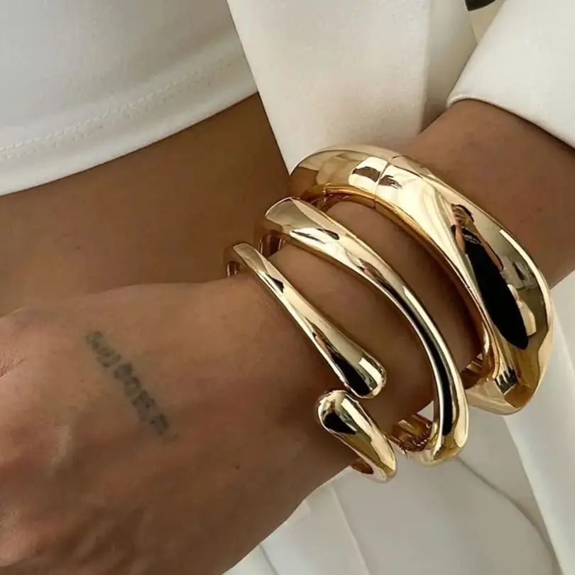 SHIXIN 3 стиля винтажные металлические Открытый весенние браслеты с геометрическим