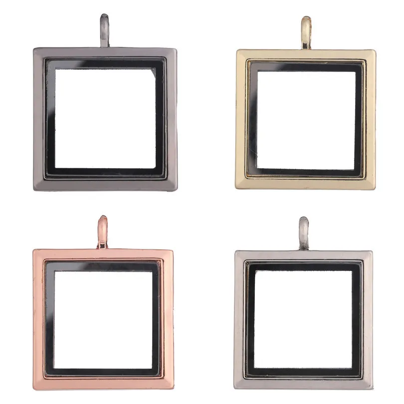 

10PCS Plain Rectangular Glass Living Memory Floating Locket Alloy Pendant Charms Jewelry Making Necklace Keychain For Women Men