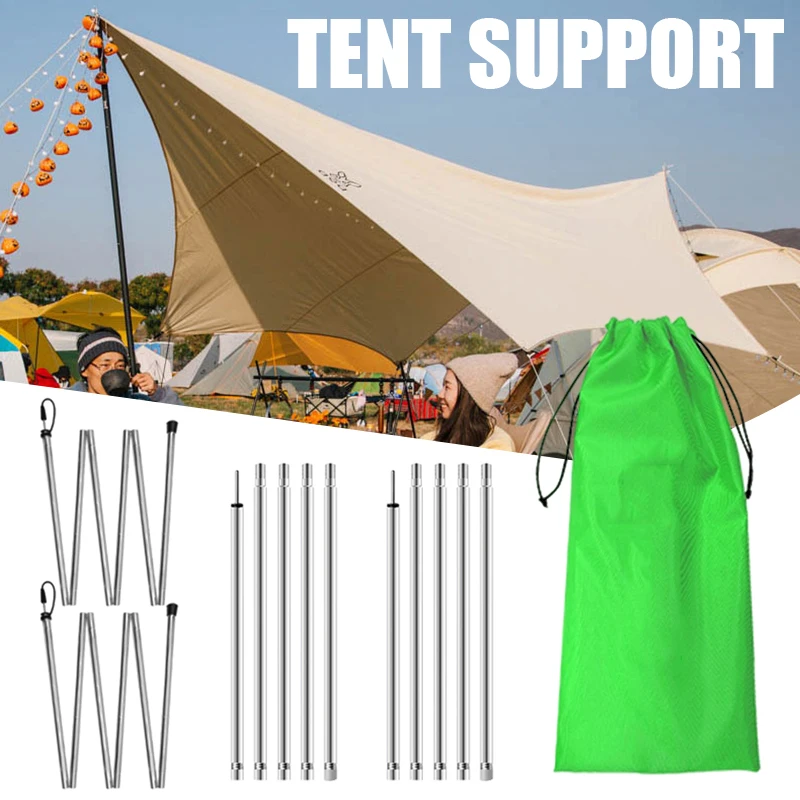 

Stainless Steel Tarp Poles Adjustable Portable Lightweight Tent Pole Replacement Tent Stakes Sports & Outdoors Set of 2 ASD88
