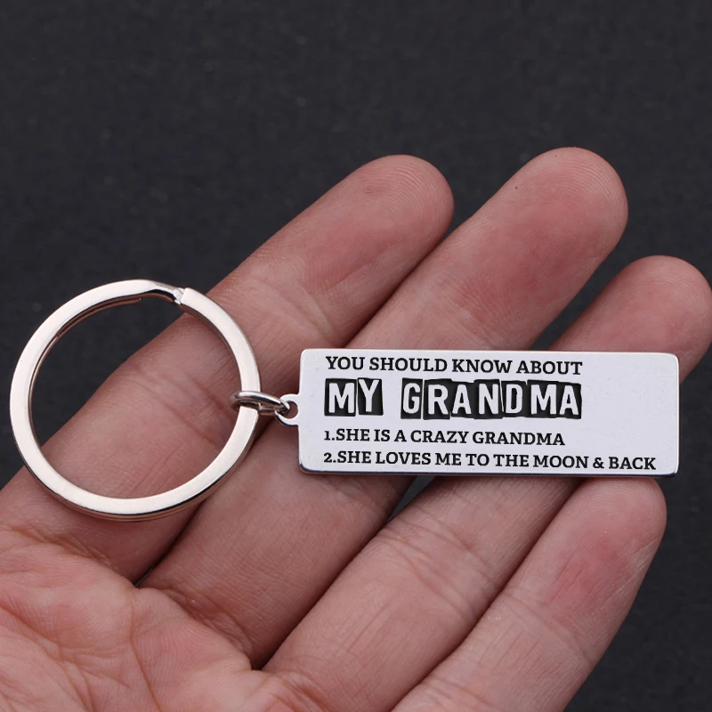 Mother's Day Gift Fashion Charm Keychain YOU SHOULD KNOW ABOUT MY GRANDMA SHE IS A CRAZY And LOVES ME TO THE MOON &amp BACK |