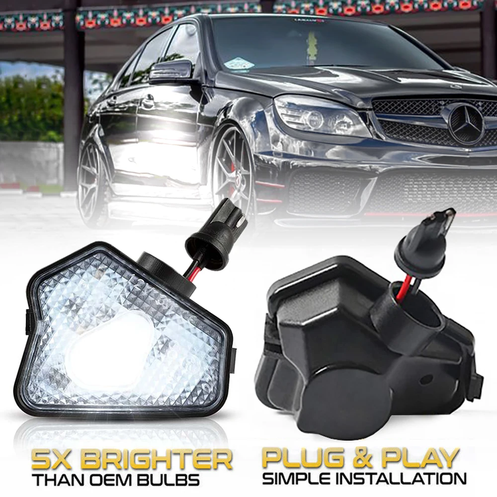 

2Pcs LED Under Side Mirror Light Puddle Lamps For Mercedes Benz W204 C207 X204 X253 X156 C218 A207 C117 C219 C216 W246 X218 X117