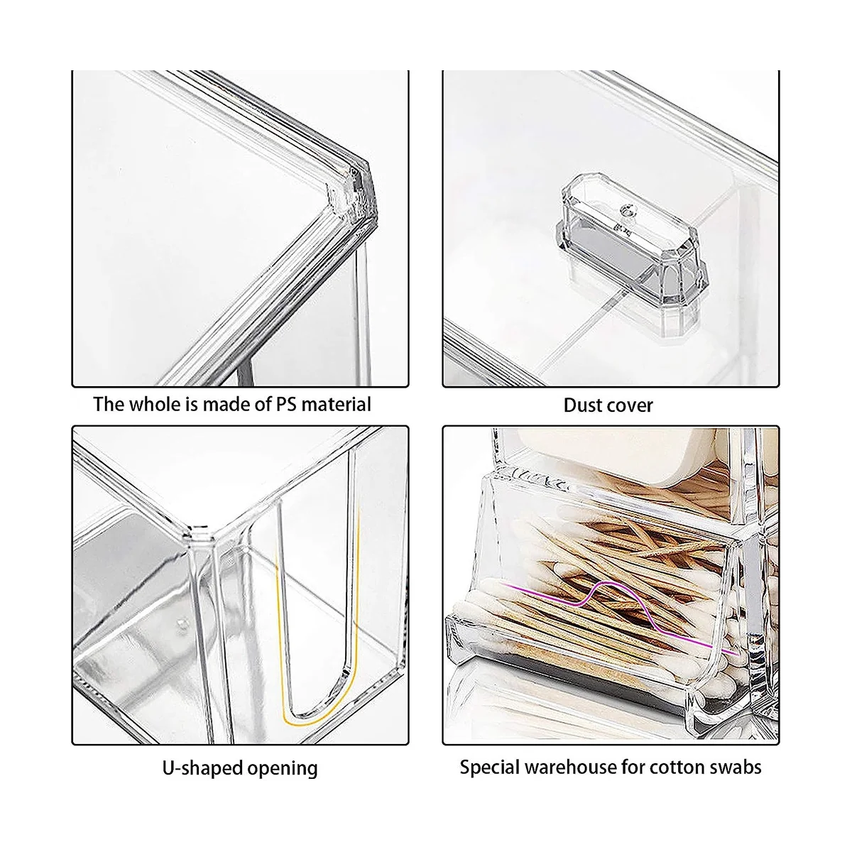 Контейнер для крышки и ватных палочек 4 отделения