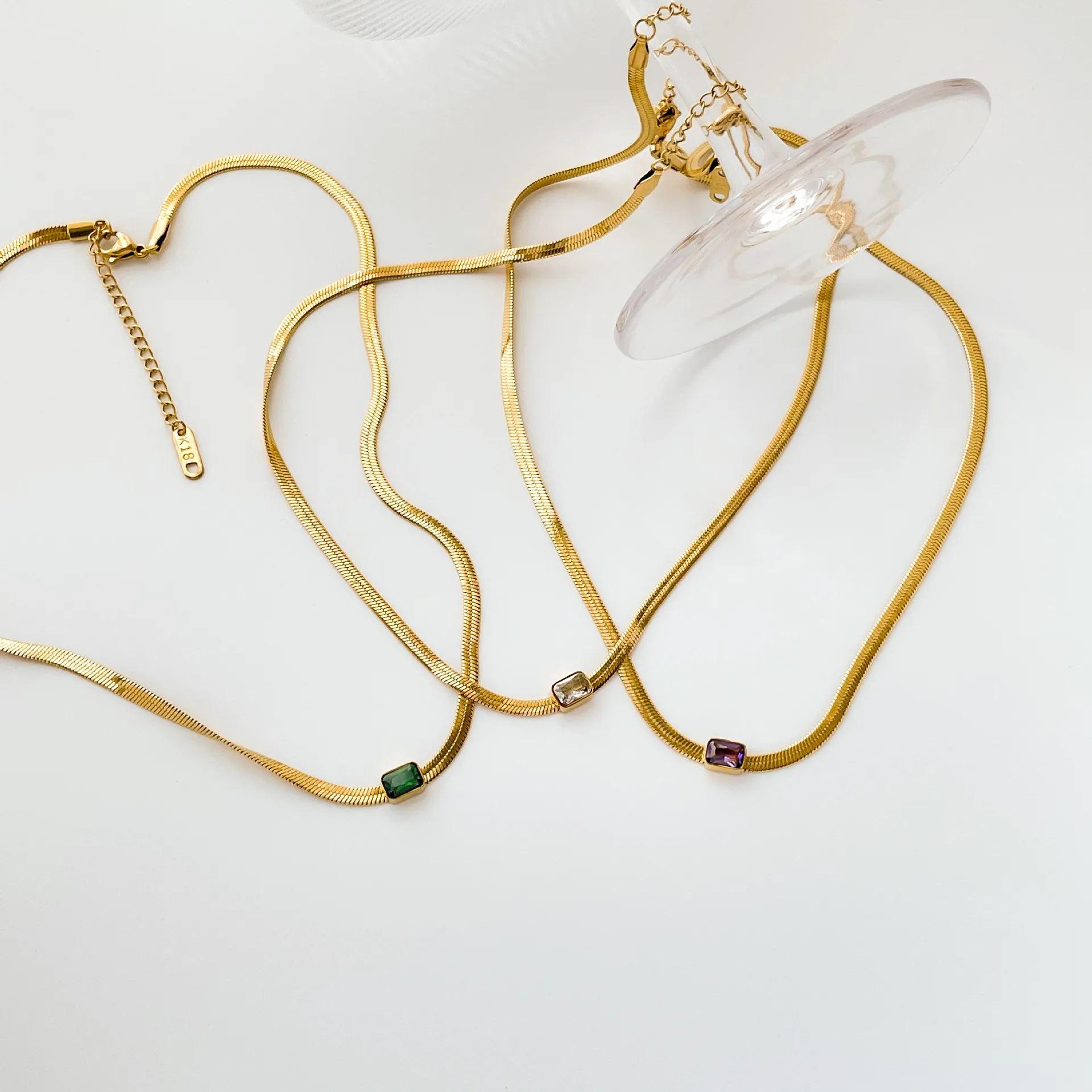 Модное женское ожерелье-цепочка с кубическим цирконием ожерелье зеленым и змеей