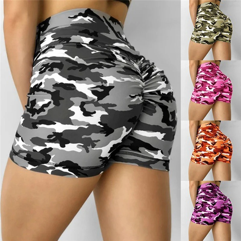 Women Short Ladies Summer Casual Camouflage Push Up Fitness Skinny Shorts Running Gym Stretch Sports Pants 2022 New Ropa Mujer