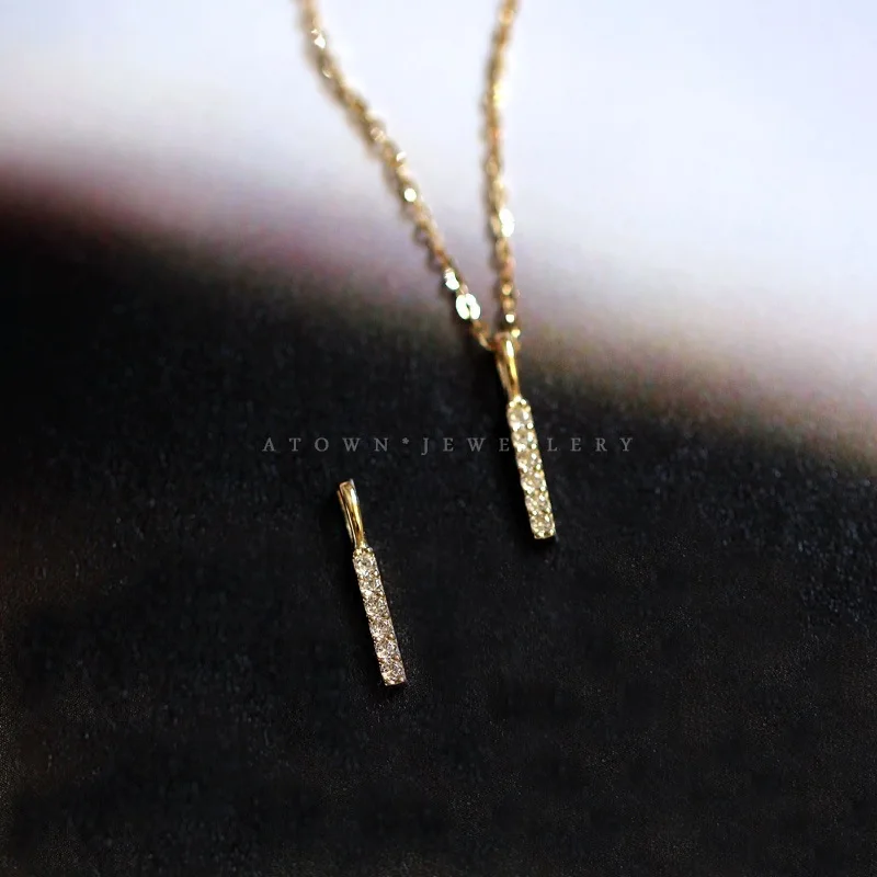 

Циркониевая инкрустированная бриллиантами мини зигзагообразная палочка Геометрическая подвеска простая цепочка для воротника