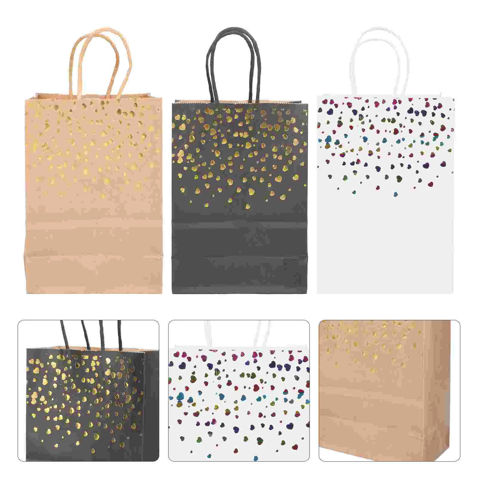 

24pcs Shopping Bags Decorative Creative Gift Bags With Handle Gold Stamping Tote Bag for Wedding Candy Party