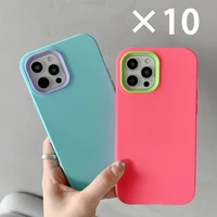 candy case for iphone 13 pro 3 in 1 pc frame silicone shockproof 12 11 xr xs 7 8 12 case for iphone 13 pro max back cover 10pcs