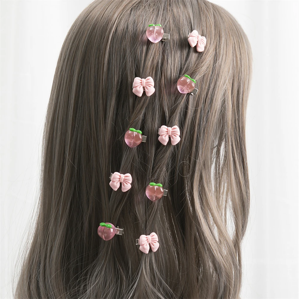Bowknot Hair Clips For Girls Sweet Peach Barrettes Women Hairpins Fashion Side Bang Hair Accessories Headdress