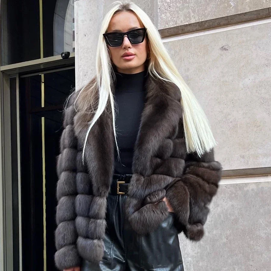 Женская куртка из натурального лисьего меха