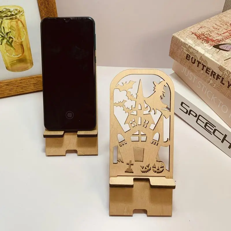 Подставка для телефона настольная с тыквой/ведьмой на Хэллоуин