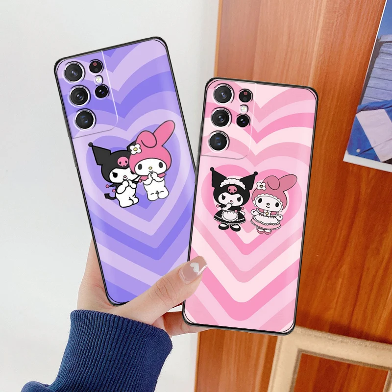 

Japan Holle Kitty Phone Case For Samsung Galaxy S22 S21 S20 Ultra FE 5G S22 S10 10E S9 Plus Coque Back Carcasa Liquid Silicon