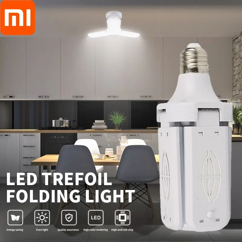 

Светодиодная лампа XIAOMI E27 40 Вт, потолочный вентилятор, светодиодный светильник, складной вентилятор с регулируемым углом, освещение для дома и гаража, деформируемая лампа для мастерской