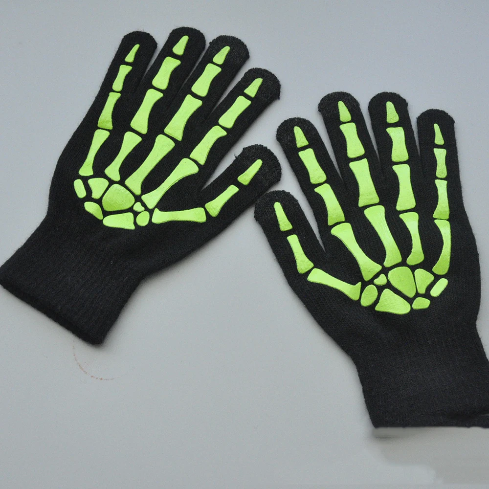 

Hot Halloween Skull Five Fingers Gloves Cosplay Skeleton Show Gloves Horror Skull Claw Bone Gloves Hand Warm Non Slip Mittens