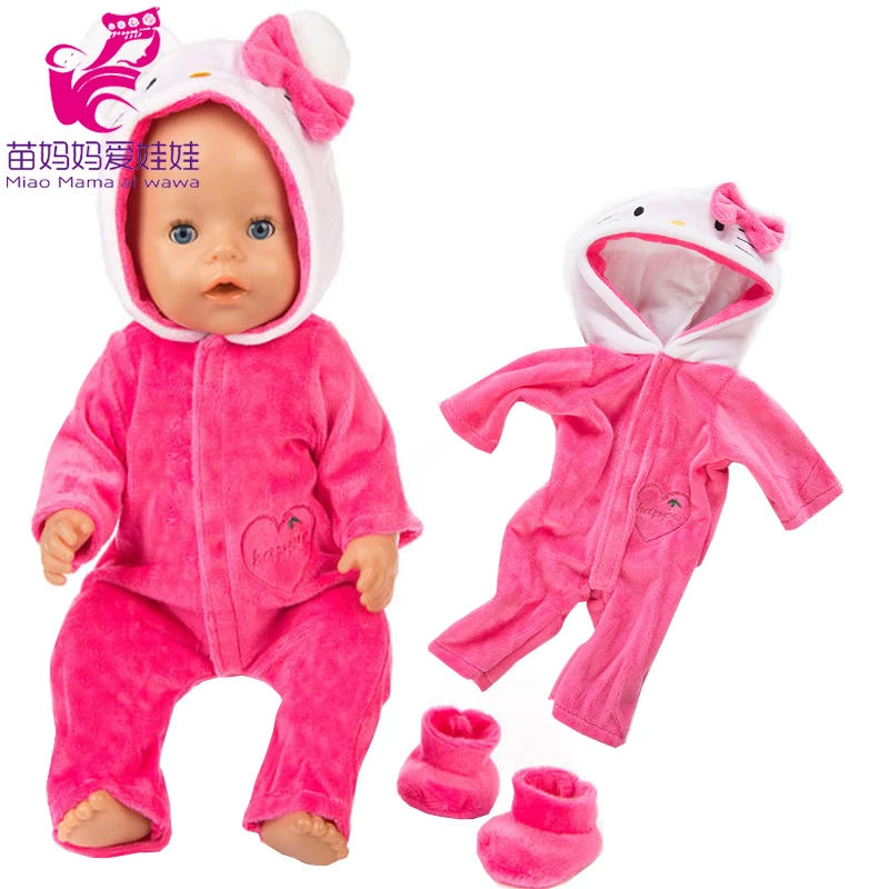 

baby dolls clothes for 43cm born Bebe doll cute cat hoodie set for 40cm baby doll jacket winter clothes