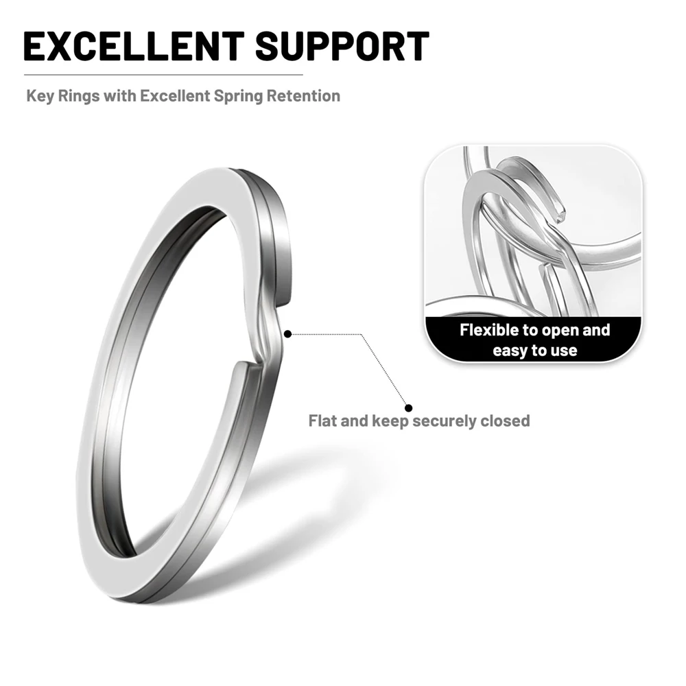 50Pcs 25/30mm Flat Key Rings Metal Split Ring For Home Car Keys Organizations Women Men DIY Key Chains Key Ring Accessories