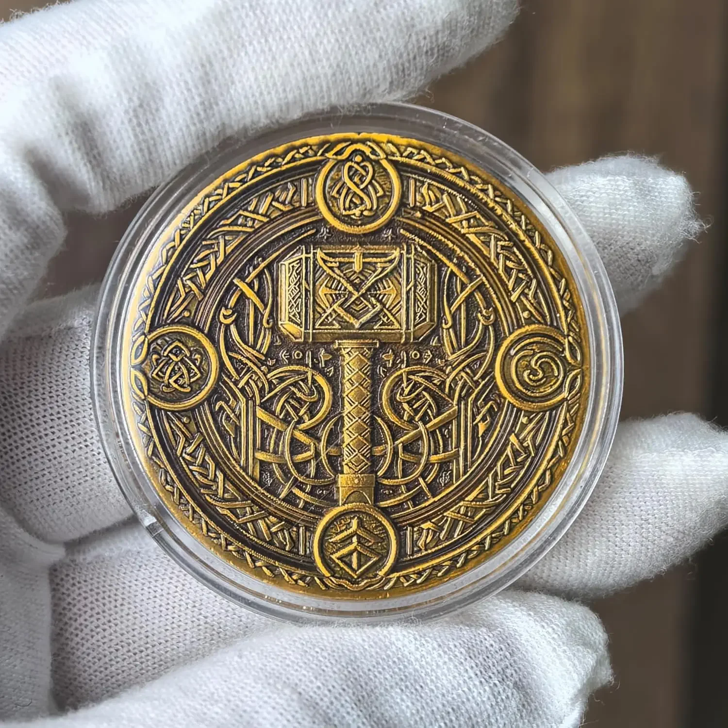 Викингов воин и мэйеlnir ВЫЗОВ МОНЕТА-замысловатый скандинавский мифологический