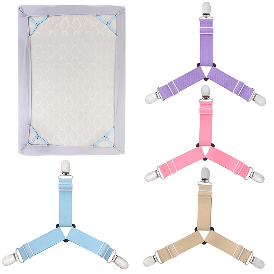 

4pcs Multifunctional High Quality Adjustable Elastic Bed Sheet Clips Keep Mattress Cover Secure Wrinkle-Free Household Products