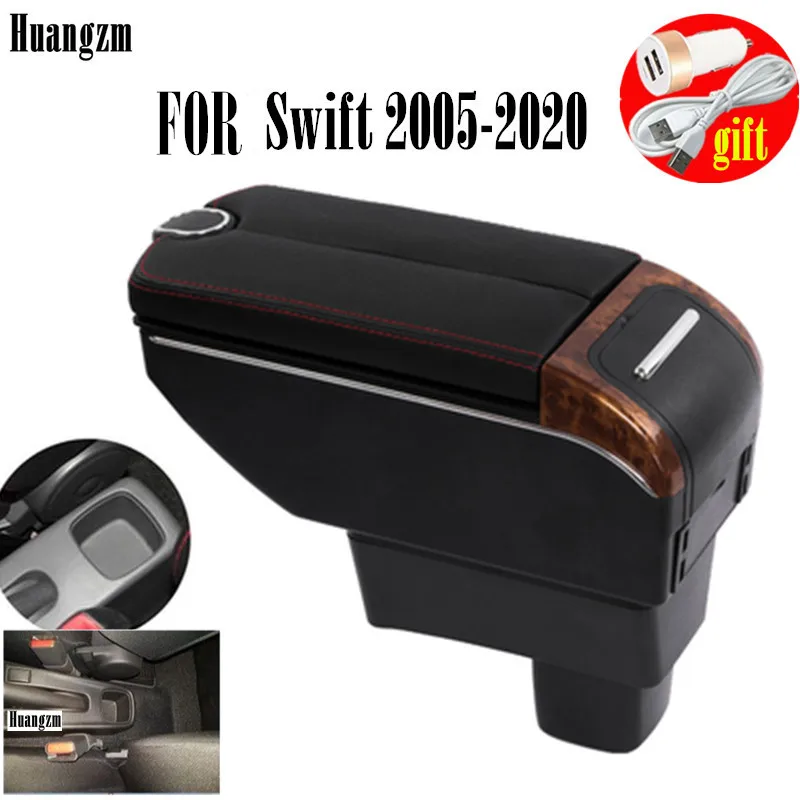 Двухдверный открытый 7USB центральный консольный ящик для хранения Suzuki Swift 2005-2023