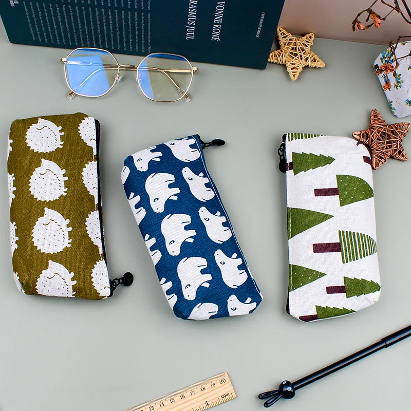 

ALLTU 1pcs Creative Forest Pen Bag Fresh and Simple Wind Storage Bag Flower Canvas Student Pen Bag Q058