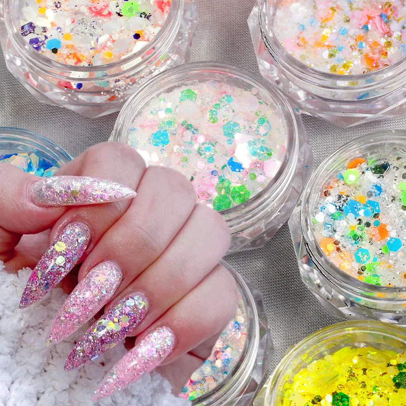 

1 Box Luminous Nail Glitter Powder Glow In The Dark Nail Sequins Powder Pigment Dust Nail Decorations for Nail Art Supplies