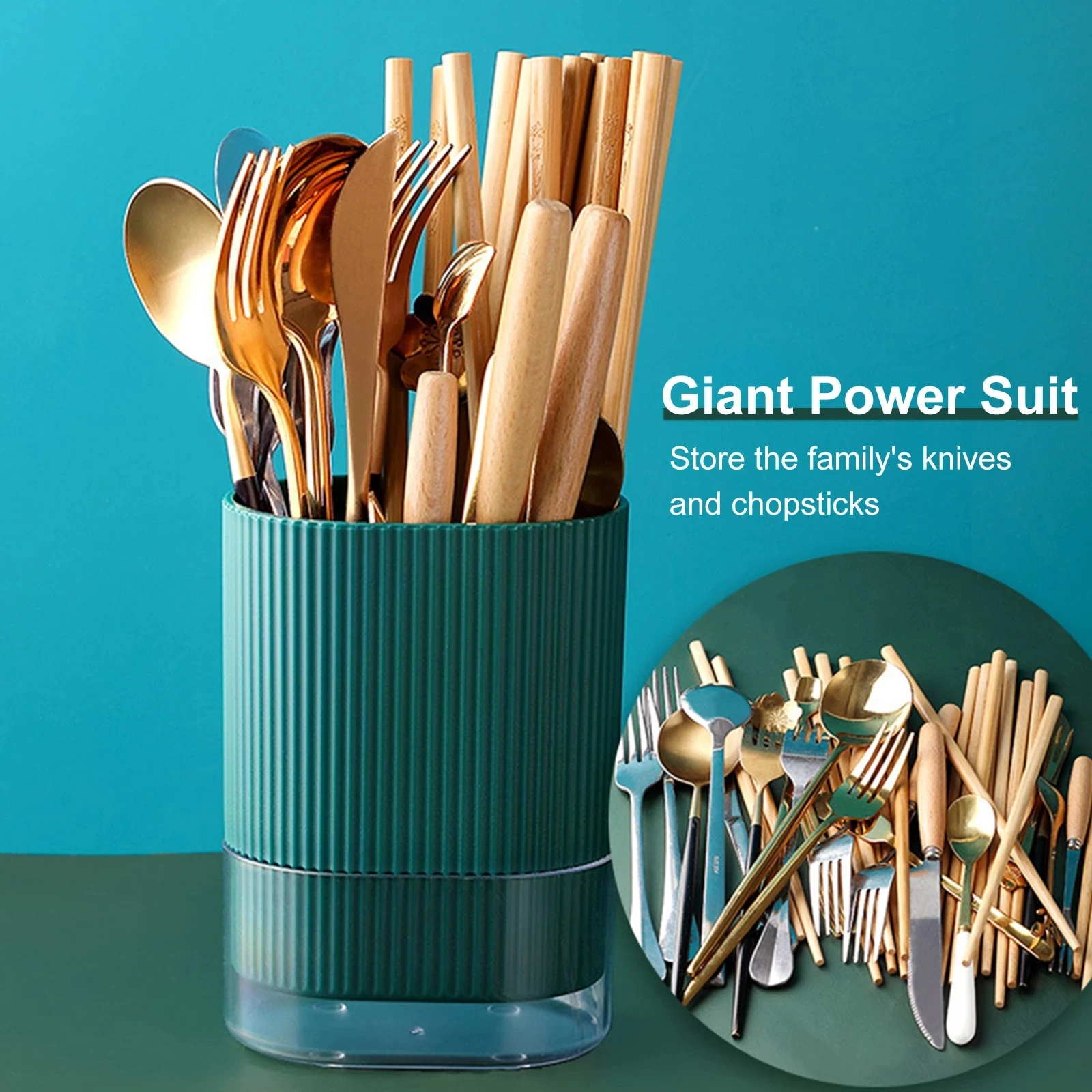 

Kitchen Utensil Holder 2 Grid Divided Dish Drainer Chopsticks Spoon Fork Tableware Drain Storage Box With Tray Kitchen Tools