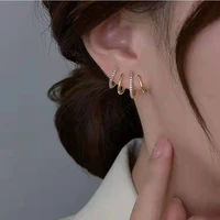 half hoop congo huggie studs earrings women hypoallergenic goldsilver plated tiny crystal ear jewelry gift with cubic zirconia