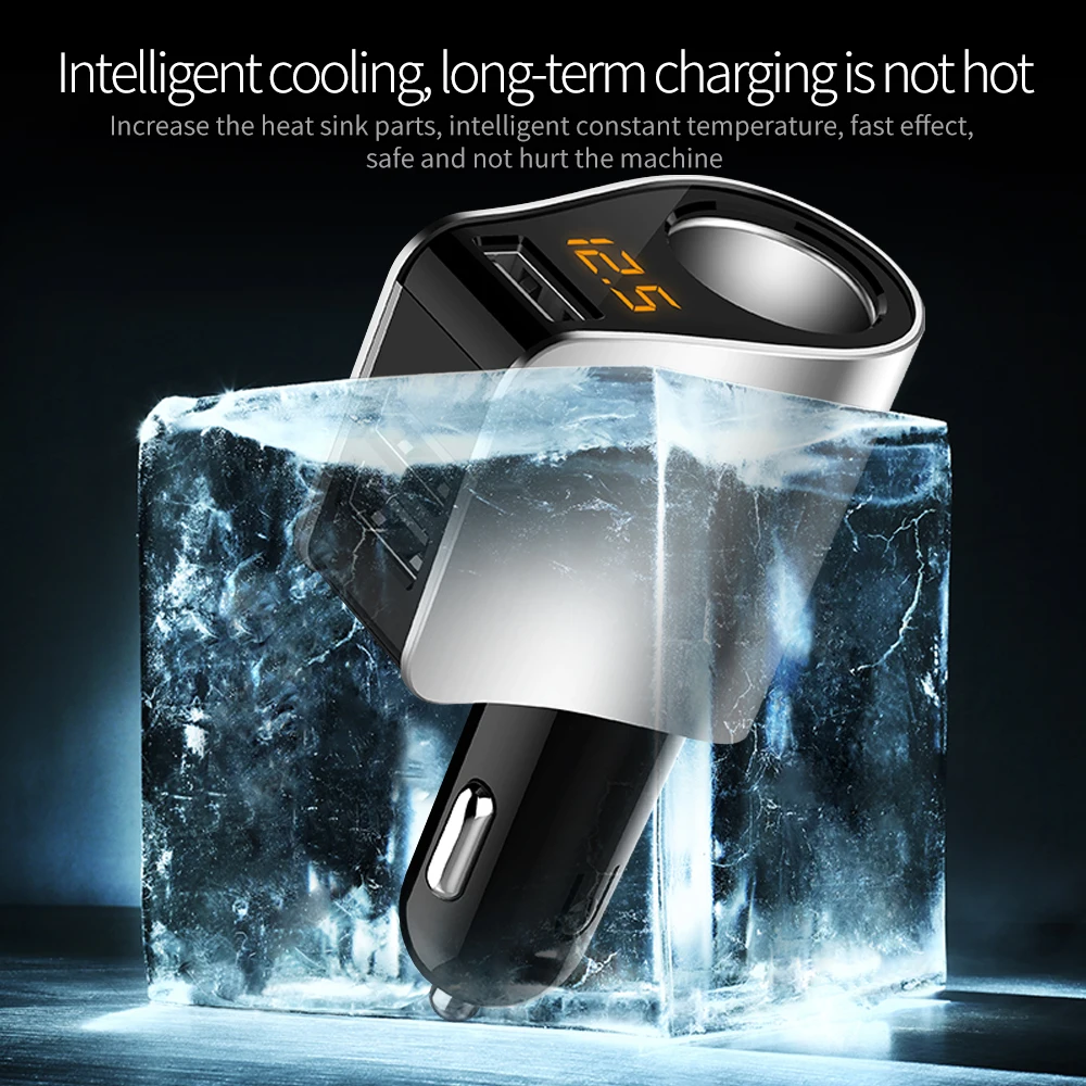 Автомобильное зарядное устройство с 3 USB-портами и цифровым дисплеем | Автомобили