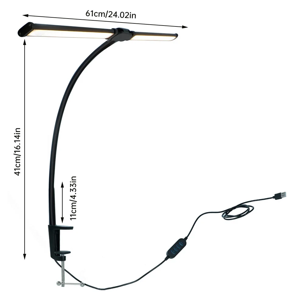 Настольная лампа с двумя головками гибкая приглушаемая для чтения на гибкой