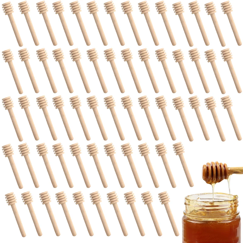 

Natural Spoon Mixing Handle Honey Mini Stir Honey Jar Stick Supplies Wood Wooden Spoon Stick Bar 100pcs Long Wooden Honey Dipper