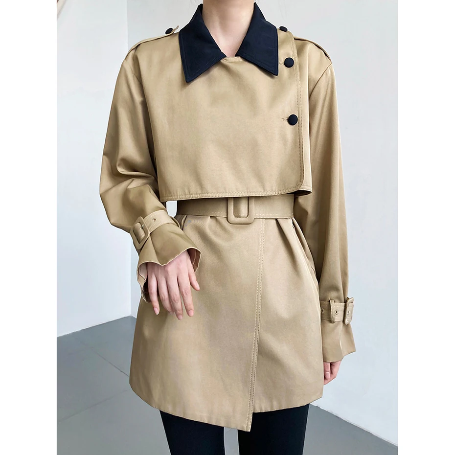 

Trench Coat for Women Irregular Designe Khaki Woman Trench 2022 New In