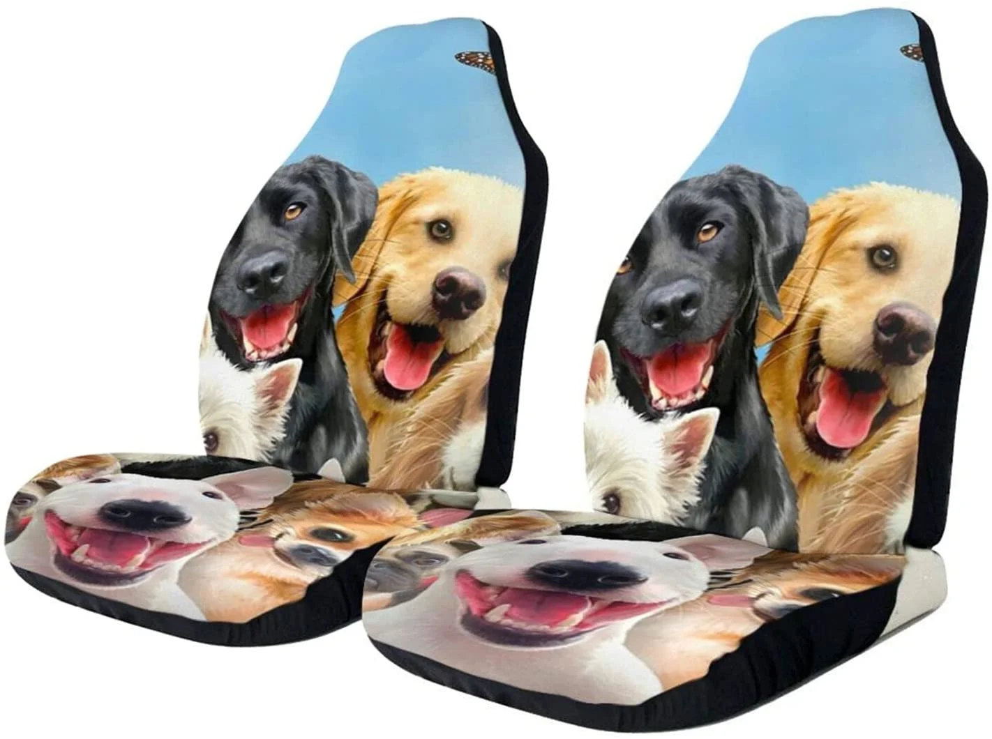 

YIJIN71 Car Seat Covers for Front Seats, Dog Selfie Print Vehicle Seat Protector Car Mat Covers Fits Most Cars, Truck, SUV or Va