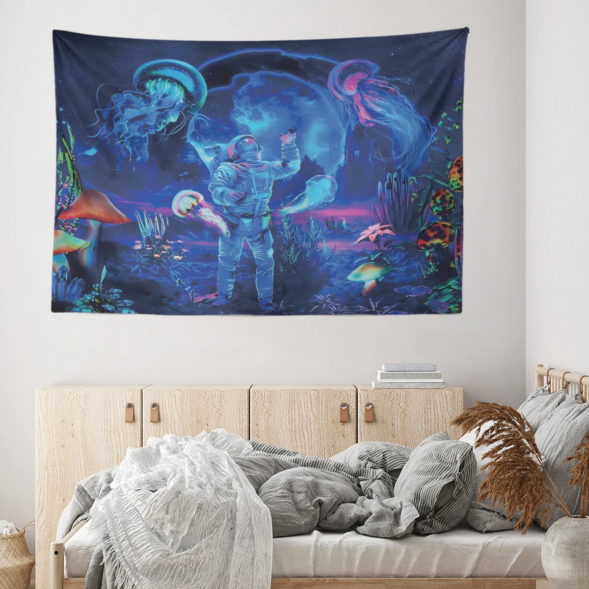 Настенный Гобелен С Изображением Астронавта Неоновый Цвет Схема Фэнтезийное