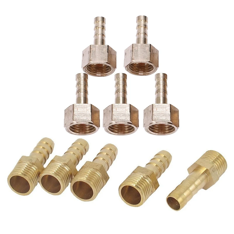 

5Pcs 1/4BSP Male Thread to 8mm Hose Barb Straight Adapter Coupler Gold & 5Pcs Brass 6mm Hose Barb 1/4 Inch BSP Female Thread Qui