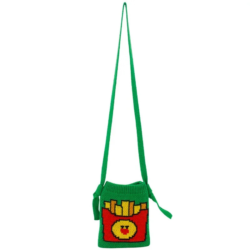 

Kids Girl Korea Fashion Kawaii Knitted Small Square Phone Pouch Sling Shoulder Bag Female Cute Stylish Anime Side Crossbody Bag