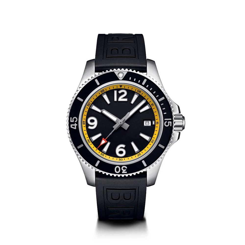 

Luxury New Mens Watch Ceramic Bezel Black Blue Rubber Stainless Steel Sapphire Glass Automatic Mechanical Movement Watches