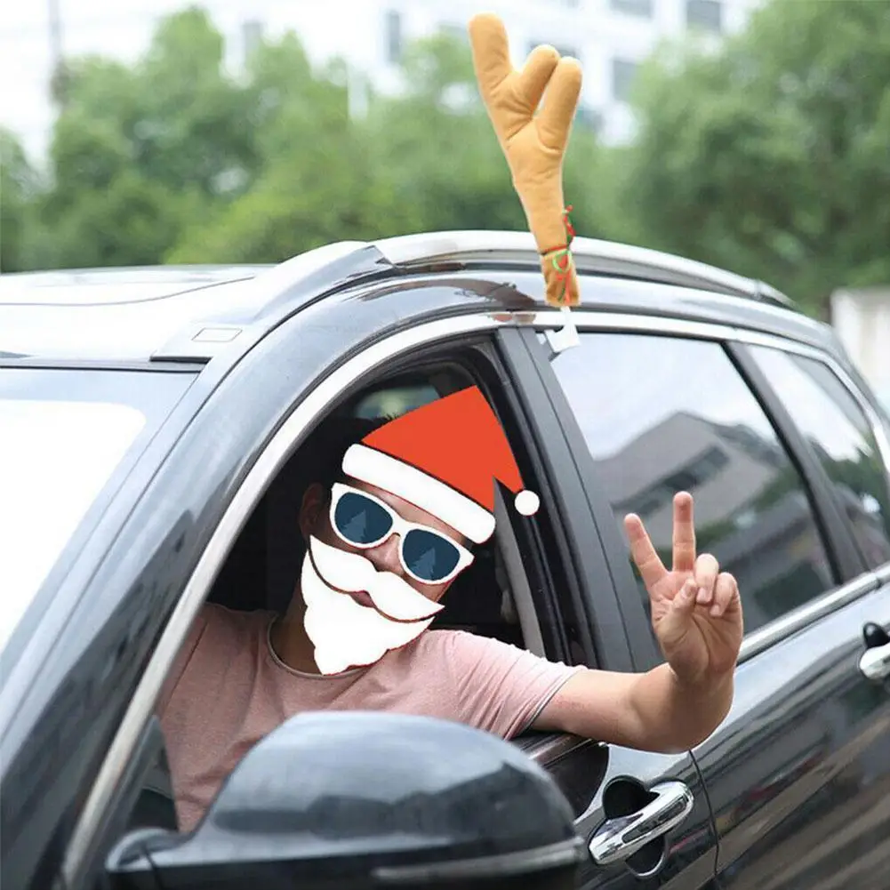

Reindeer Cute Vehicle Nose Horn Costume Set Christmas Red Antlers Reindeer Christmas Costume Nose Truck Car Christmas Car D J2C2