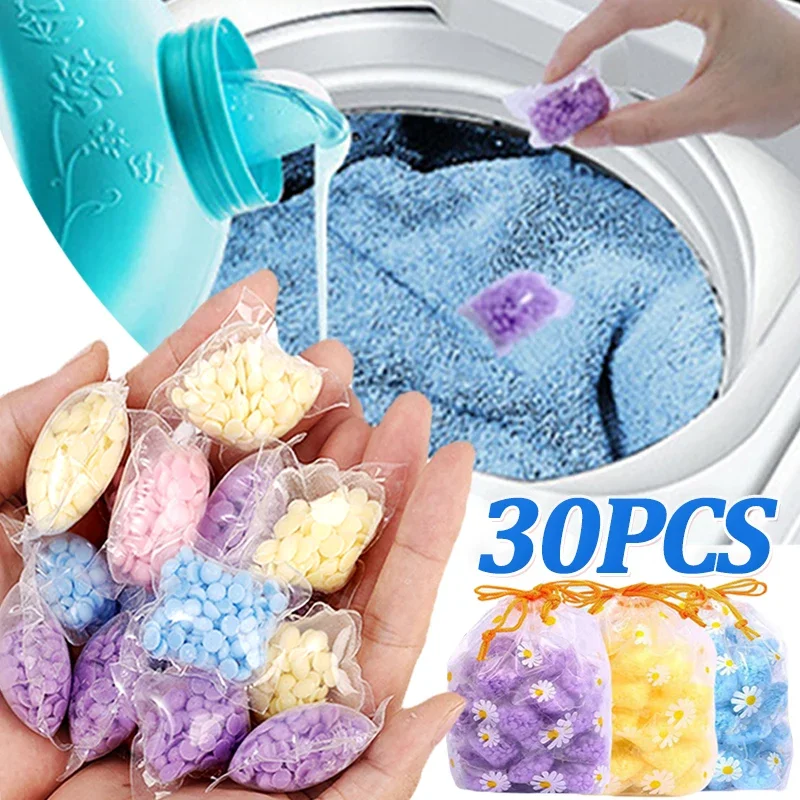 

10/30Pcs Laundry Beads Detergent Liquid Capsule Ball for Washing Machine Rose Fragrance Beads Soft Clothing Diffuser Perfume