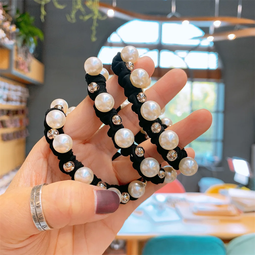 Элегантный жемчужный браслет для волос двойное использование кольцо Шариковая